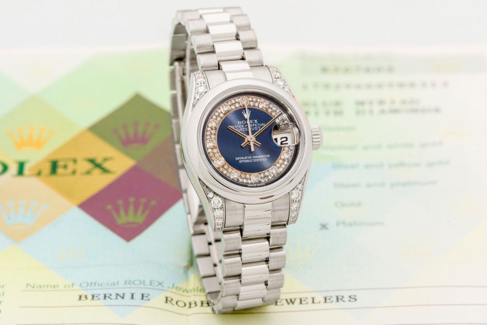 ROLEX, DATEJUST, REF. 179296, PLATINUM AND DIAMONDS