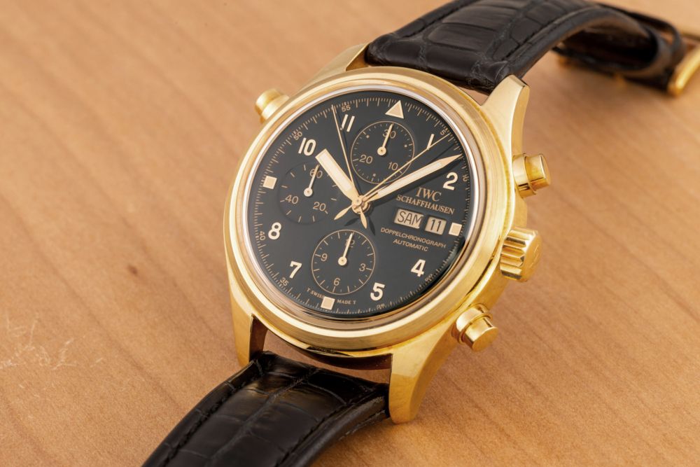IWC, REF. 3713, DOPPELCHRONOGRAPH, BLACK DIAL, GOLD