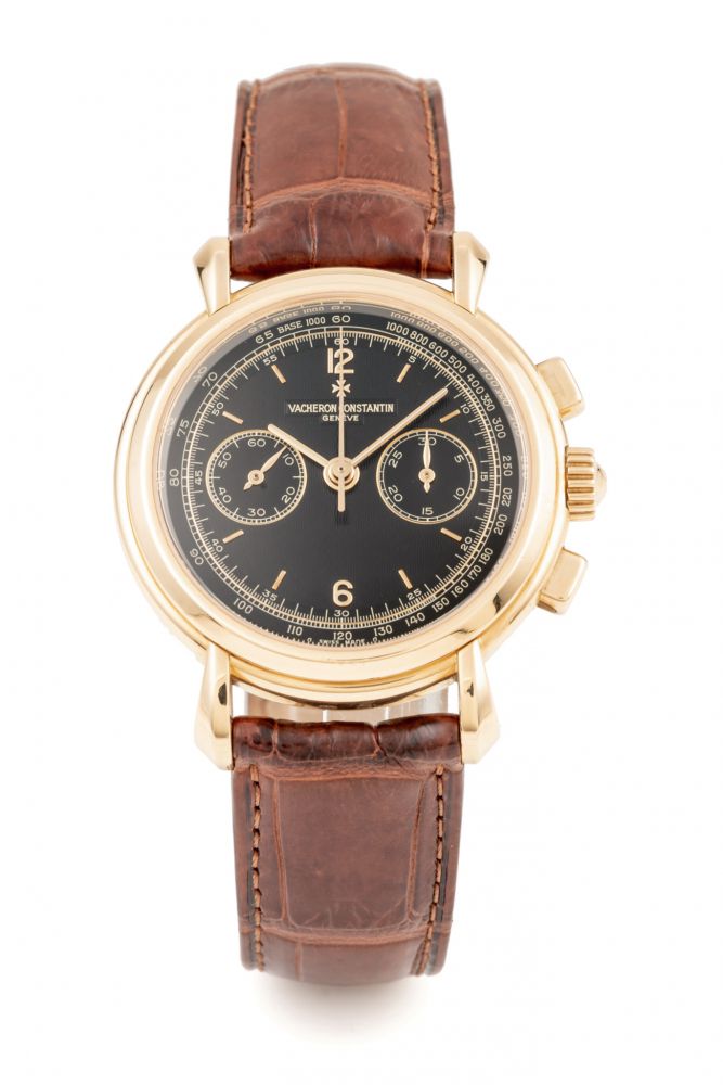 VACHERON CONSTANTIN, REF. 47101, CHRONOGRAPH, BLACK DIAL, GOLD