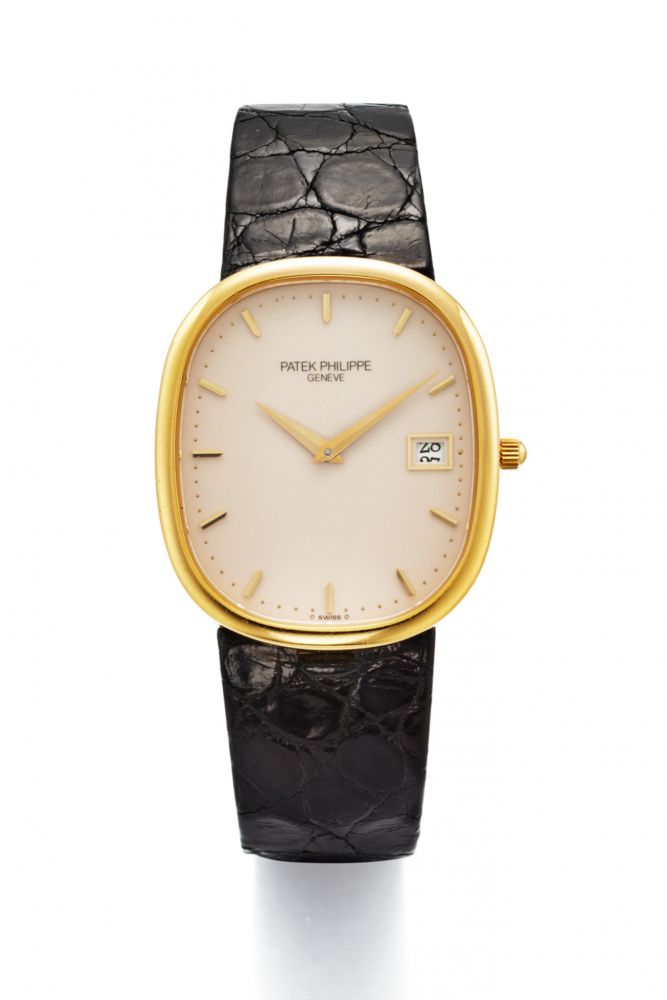 PATEK PHILLIPE REF. 3747, QUARTZ, IVORY DIAL. “ELLIPSE”. 18K YELLOW GOLD