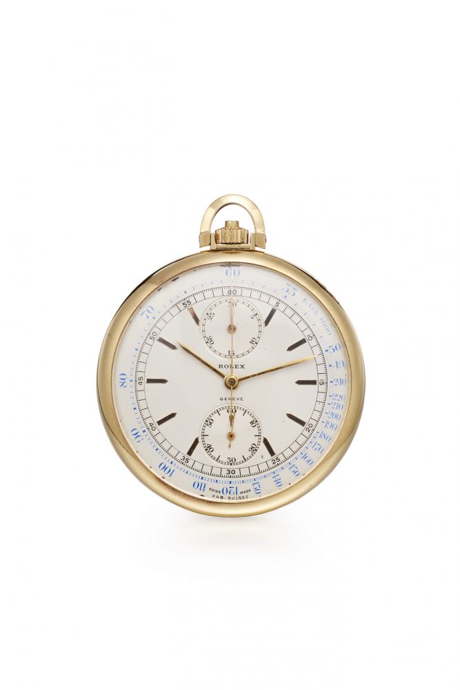 ROLEX REF 3068, POCKET WATCH WITH CHRONOGRAPH AND MINUTE-RECORDER, AND, PATENTED CASE. 18K YELLOW GOLD