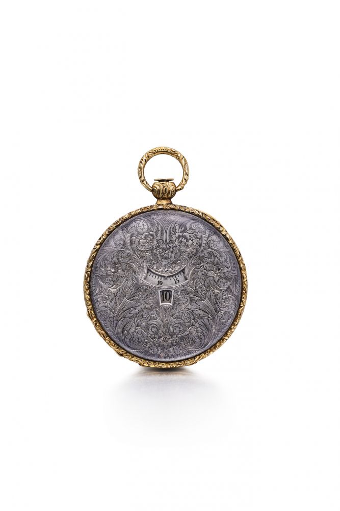 LÉPINE DECORATIVE POCKET WATCH WITH DIGITAL HOURS AND MINUTES. 18K YELLOW GOLD