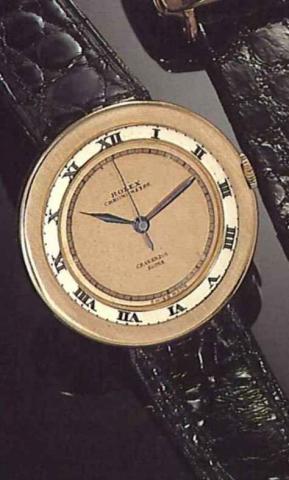 Rolex,Chronometer Saturno Ref. 3029, made.for Cravanzola, Roma, circa 1940..Fine, 18 ct. pink gold, center seconds.gentleman's wristwatch.