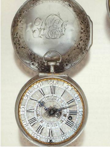 William Tomlinson, London, No. 1251, circa 1700..Fine and rare silver pair-cased alarm watch.