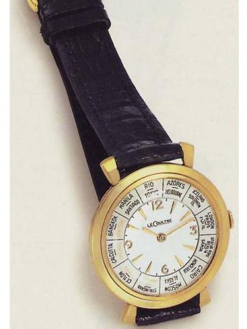 LeCoultre, Ref. 565-144. Produced in the 1950's.Fine, 10K yellow gold filled gentleman's wristwatch with world time zone dial.