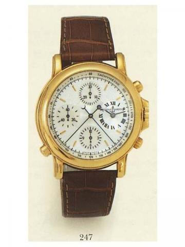 Ulysse Nardin, Locle, Suisse, Chronosplit Berlin, Ref. No. 571-22. Produced in the 1990's.Very fine, self-winding, water-resistant to 30 meters, 18K yellow gold gentle-man's wristwatch with round button split-seconds chronograph, registers and an 18K yell