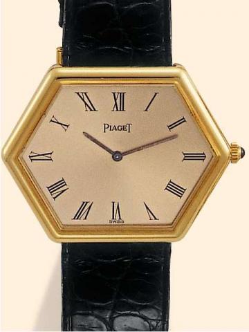 Piaget, Ref. 9578. Produced in the 1970's..Fine and unusual, hexagonal, thin, 18K yellow gold gentleman's wrist-watch with an 18K yellow gold Piaget buckle.