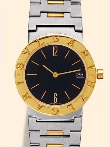 Bulgari, Ref. BB30SGD. Produced in the 1990's..Fine, water-resistant, stainless steel and 18K yellow gold gentleman's quartz wristwatch with date and a stainless steel and 18K yellow gold Bulgari bracelet and clasp.