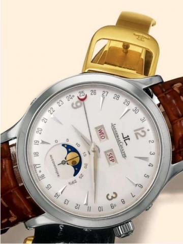 Jaeger LeCoultre, Master Control - 1000 Hours - Automatique, No. 2167, Ref. 140.8.98 S. Produced circa 1996..Very fine, self-winding, water-resistant, stainless steel gentleman's wristwatch with 38 hours autonomy, triple date and moon phases and a stainle