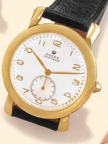 Rolex, Precision, Ref. 4536. Produced in the 1940's.Fine, 18K yellow gold gentleman's wristwatch.