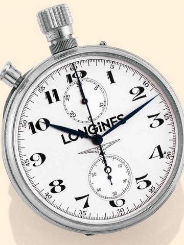Longines, Swiss, No. 9159320, case No. 4507, circa 1950.Fine, large, stainless steel Staybrite, keyless watch with split-seconds chronograph, instantaneous 30 minute recorder and stop feature.
