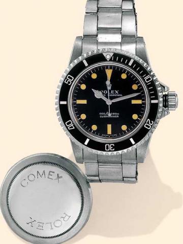 Rolex Oyster Perpetual, Submariner, COMEX, Ref. 5512/5514. Produced in the 1970's.Fine and rare, early, center-seconds, self-winding, water-resistant to 660ft/200m, stainless steel gentleman's wrist-watch with helium escape valve and a stainless steel Oys