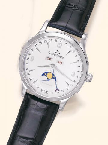 Jaeger LeCoultre, Master Control - 1000 Hours - Automatique, Ref. 140.8.98 S. Produced circa 1996.Fine, astronomic, self-winding, water-resistant, stainless steel gentleman's wristwatch with 38 hours autonomy, triple date and moon phases and a stainless s