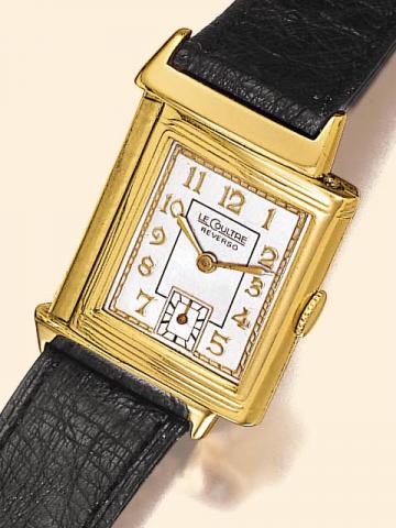 Jaeger LeCoultre, Reverso, Ref. 2944. Produced in the 1940's.Very fine and rare rectangular 18K yellow and white gold reversible gentleman's wristwatch.