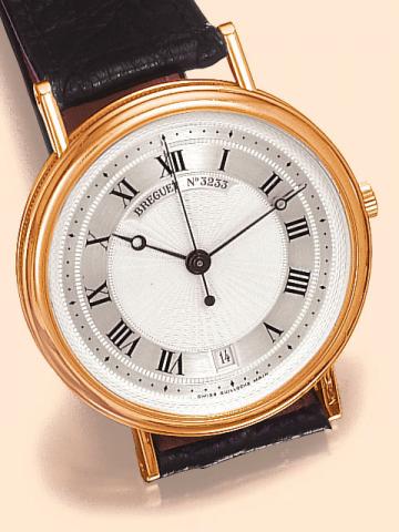 Breguet No. 13/50, case No. 3233 G, Ref. 3840 Jubil_. Produced in 1995 in a limited edition of 50 examples for the Italian Market only. Very fine and rare, center-seconds, self-winding, 18K yellow gold gentleman's wristwatch with date and an 18K yellow go