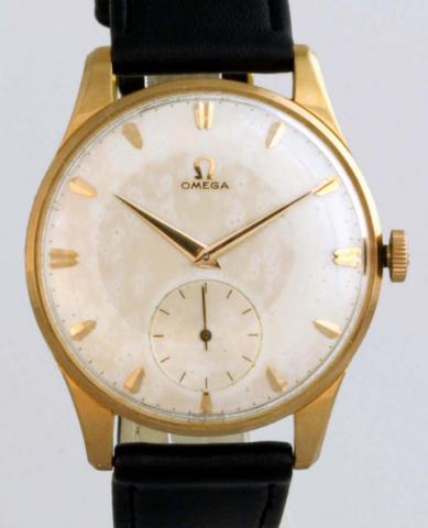 Omega, Ref. 2896. Production of this reference started in the 1940's.Fine, large and thin, 18K pink gold gentleman's wristwatch.