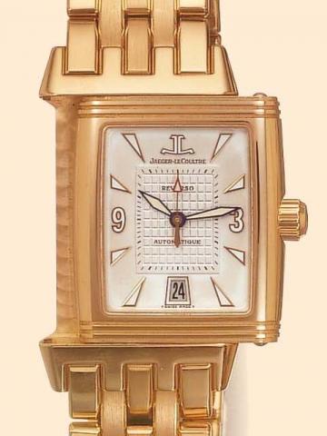 Jaeger-LeCoultre, Reverso Gran'Sport Automatique, Ref. 290.1.60. Produced in the 1990s.Very fine, rectangular, center-seconds, self-winding, water-resistant, 18K yellow gold reversible gentleman