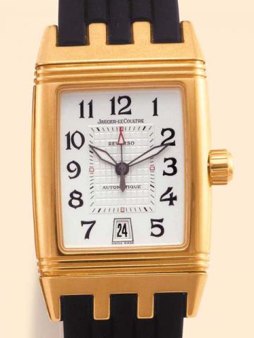 Jaeger-LeCoultre Reverso Grand'Sport Automatique'ique'Ref. 290.1.60. Produced circa 2000.Very fine, rectangular, center-seconds, self-winding,water-resistant, 18K yellow gold reversible gentleman