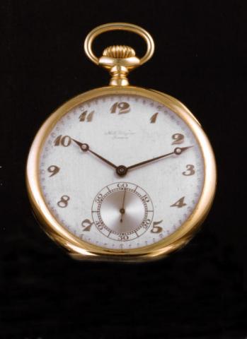 H.R. Ekegren, Geneva, No. 87678. Produced by E. Koehn, Geneva for J. E. Caldwell & Co, Philadelphia circa 1920.Very fine, keyless, 18K yellow gold pocket watch.