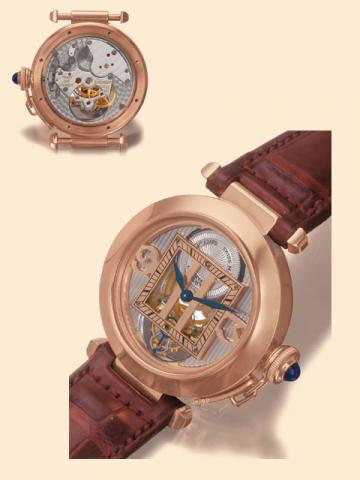Cartier Paris, Collection Priv_e - Tourbillon - Single Grid-Shaped Bridge - No. 13/25, Ref. 2578. Manufactured in a limited series of 25 examples only in 2003, sold on November 25, 2003. Extremely fine and rare, self-winding, water-resistant, 18K pink gol
