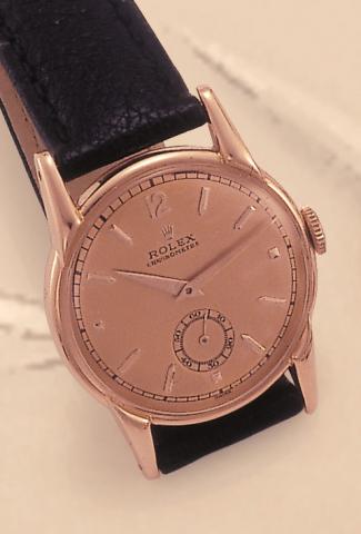 Rolex, Chronometer, Ref. 4429. Produced in the 1950s. Fine 18K pink gold gentleman