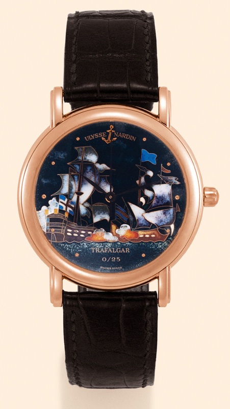 Trafalgar Ulysse Nardin, Locle, Suisse, Chronometer San Marco Trafalgar, No. 0/25, Ref. 136-77-9. Made in a limited edition of 25 examples in 1999. Very fine, rare and unusual, center-seconds, self-winding, water-resistant, 18K pink gold gentleman