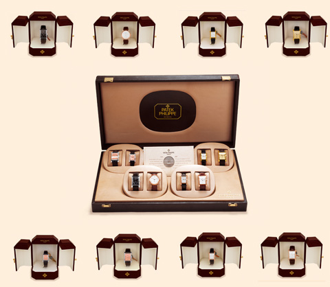 Exceptional set of eight commemorative watches, including a complete set of seven Patek Philippe Pagoda watches: four Gentleman