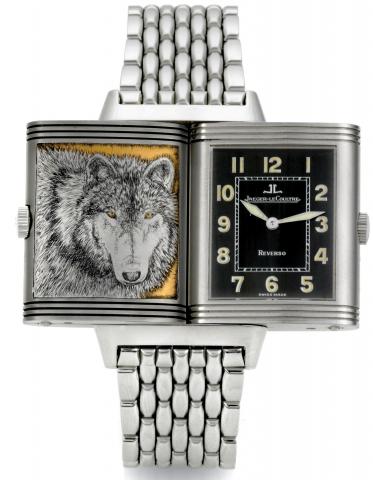 Timber Wolf.Jaeger-LeCoultre Reverso Shadow, Ref. 271.8.61. Made in the.late 1990s..Fine, rare and unusual, rectangular, water-resistant, stainless steel and bronze.gentleman's reversible wristwatch with a stainless steel Jaeger-LeCoultre bracelet.and dep