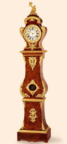 Love The Conqueror.Gaultier a Paris. Made circa 1750..Very fine and rare, weight driven, eight-day going kingwood marquetry and oyster veneered ormolu.mounted longcase clock with seconds-beating center seconds, hour and half-hour striking and pin-wheel.es