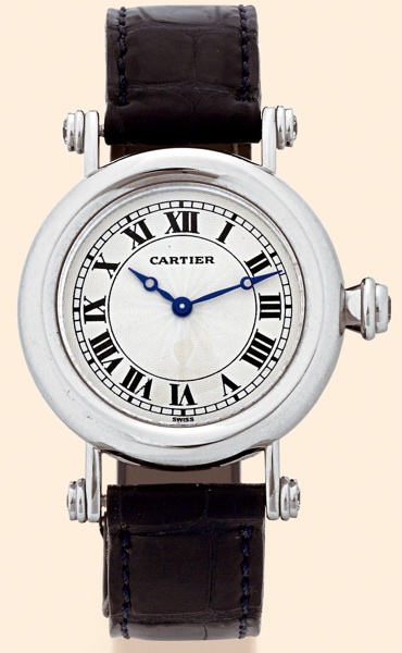 Diabolo.Cartier Diabolo.C 60754, Ref: 1462 1..Made in the 1990s..Fine and rare, water-resistant, platinum.wristwatch with an 18K white.gold Cartier deployant clasp. Accompanied.by a fitted box and certificate.
