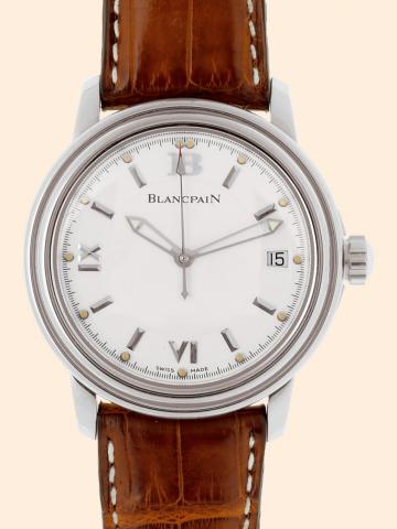 2100.Blancpain, 2100, Automatic. Made circa.2000..Fine, center-seconds, self-winding, water-resistant.stainless steel gentleman's wristwatch with date, 100.hours power-reserve and a stainless steel Blancpain.deployant clasp.