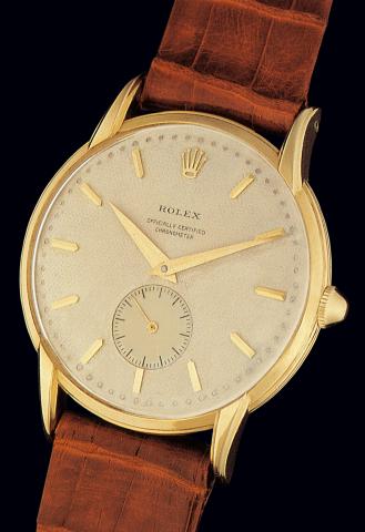 Ref. 4816.Rolex, Officially Certified.Chronometer.Ref. 4816. Case No. 845666. Made in.1951..Very fine and rare, 18K yellow gold gentleman's.wristwatch with a gold plated.Rolex buckle.