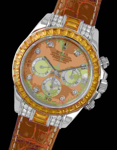Ref. 16559.SACO Cosmograph Daytona.Rolex, Oyster Perpetual, Superlative.Chronometer Officially Certified, Cosmograph, Daytona.Ref. 16559 SACO. Case No. A662801. Made.in 1999..Very fine and rare, self-winding, water-resistant.18K white gold, diamond and ye