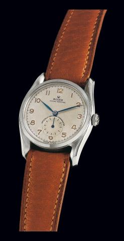 Ref. 5016, Stainless Steel So-called Bombay.Rolex, Oyster Perpetual, Officially certified Chronometer, Ref. 5016..Case No. 641824. Made in 1948..Very fine and rare, self-winding, water-resistant, stainless steel gentleman's wristwatch.with steel Rolex buc