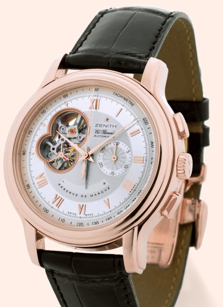 ChronoMaster Open XXT.Zenith, ChronoMaster Open XXT - El Primero. Made.circa 2004..Fine, oversized, self-winding, water-resistant, 18K pink gold gentleman's.wristwatch with square button chronograph, register, tachometer, powerreserve.and a Zenith 18K pin