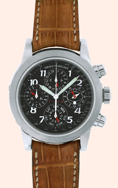 Ferrari.Girard-Perregaux, Ferrari Chronograph.-F 310 B, Ref. 9026, No. 46/149..Made especially for Ferrari in a limited edition of 149.examples in 1997..Fine and rare, self-winding, water-resistant, 18K.white gold gentleman's wristwatch with round.button 