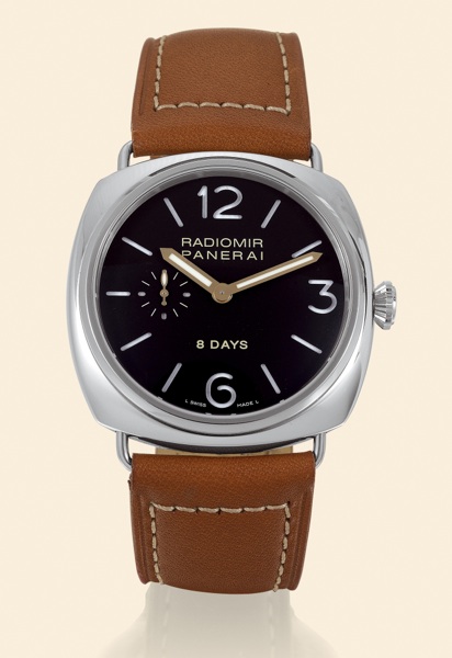 Radiomir 8 Days, Ref. 6609.Officine Panerai, Firenze 1860, Radiomir 8 Days, No. G246/550, Ref. OP 6609. Made in a limited edition of.550 examples in 2004..Fine and rare, large, cushion-shaped, water-resistant, stainless steel diver's wristwatch with a sta