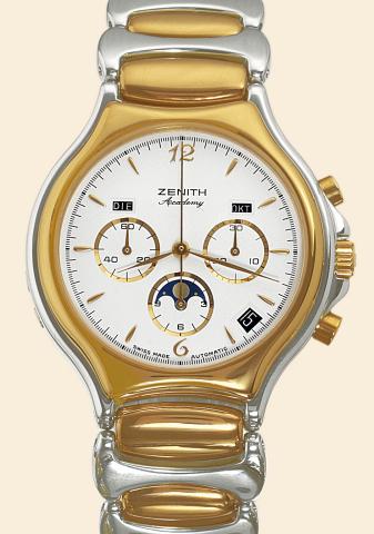 Academy.Z_nith, Academy, Ref. 59.6000.410. Made in the 1990s..Fine, tonneau-shaped, astronomic, self-winding, water-resistant, stainless steel and gold gentleman