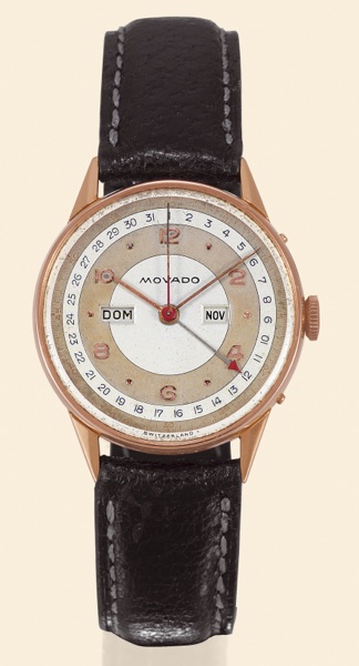 Movado, Fab Suisse, Calendograph.Ref. 4816.case No B485206. Made.circa 1940..Fine, center-seconds, 18K pink gold.gentleman's wristwatch with triple.date.