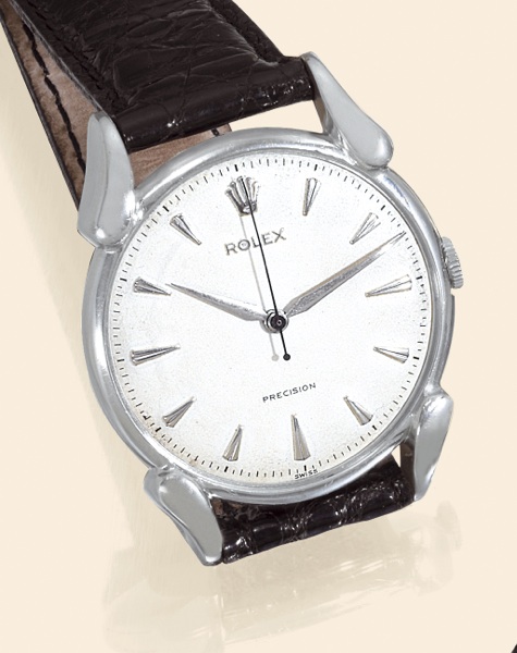 Ref. 4560 Claw Lugs.Rolex, Precision, Ref. 4560. Case No. 480068. Made in 1946..Fine and rare, center seconds, stainless steel gentleman's wristwatch.