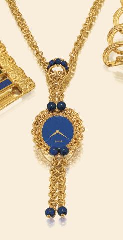 Lapis Lazuli and Gold Necklace.Piaget, No. 200067, Ref. 6865P70. Made in the 1980s..Very fine and elegant, 18K yellow gold and lapis lazuli lady