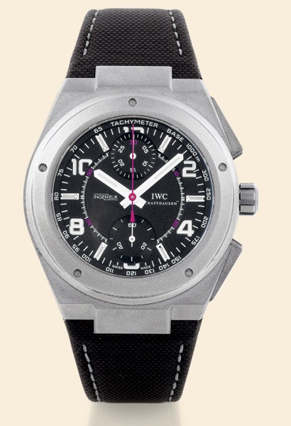 Ingenieur AMG.International Watch Co..Schaffhausen, Ingenieur.- AMG, Automatic, case No. 3114277.Ref. 372504. Made exclusively for.Mercedes-AMG in 2004..Fine, tonneau-shaped, self-winding.water-resistant, titanium gentleman's.wristwatch with square button