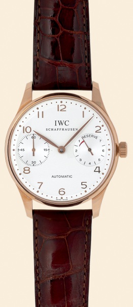 Portuguese.Automatic 2000.International Watch.Co., Schaffhausen, Portuguese Automatic.2000, No. 726/750. Made in a.limited edition of 750 pieces in 2000 to.commemorate the new millennium..Very fine and rare, large, self-winding, 18K.pink gold gentleman's 