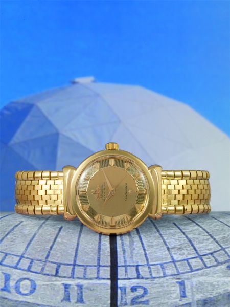 YELLOWCONSTELLATION GRAND LUXE Omega, Constellation, Chronometer Officially Certified, Ref. OT 2930.No. 16023213, case No. 289813. Sold on 24th September, 1958..Very fine and elegant, center-seconds, self-winding, water-resistant, 18K yellow.gold gentlema
