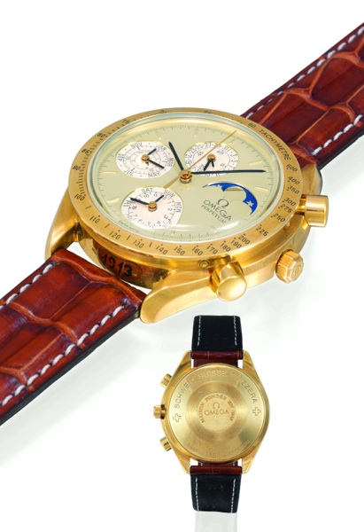 SPEEDMASTER PERPETUAL Omega, Perpetual, No. 53071440, Ref. BA 175.0037. Sold on May 2, 1991..Made in a limited edition of 50 examples in 1991 especially for the Japanese market.to celebrate Switzerland