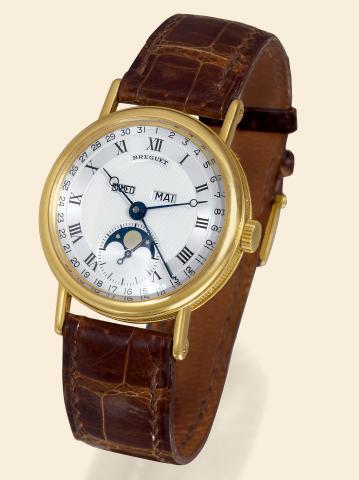 Yellow Gold Triple Date.Breguet Triple Date, No. 595899, Ref. 1316..Made in 1978 and sold to a Royal Family..Very fine, astronomic, 18K yellow gold gentleman's wristwatch.with triple date and moon phases.