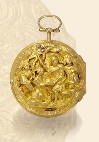 Isaac, Rebecca & Eliezer.W(illia)m Rivers, London, No. 1712. Made for the Dutch market, the inner case with London hallmarks for 1775..Very fine, 22K gold, repouss_ pair-cased pocket watch.