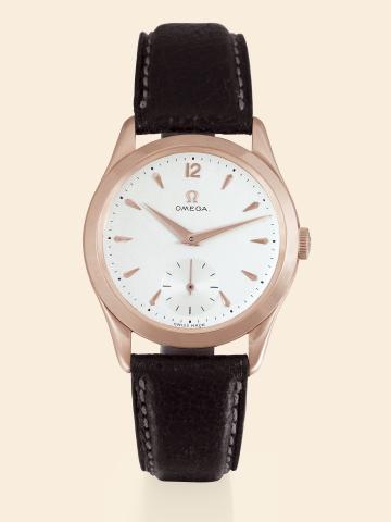 Pink Gold.Omega, No. 12743584, case No. 11121434.Ref. 2619. Made circa 1955..Fine, 14K pink gold gentleman