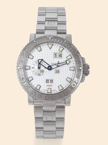 Acqua Perpetual Calendar.Ulysse Nardin, Le Locle, Suisse, Acqua Perpetual.No. 140, Ref. 333-88. Made circa 2005..Fine, self-winding, water resistant, stainless.steel diver's wristwatch with perpetual calendar, large date.and a stainless steel Ulysse Nardi