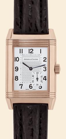 Reverso 8-Day.Jaeger-LeCoultre, Grande R_serve.8 Jours, Ref. 3012420..Made circa 2005..Very fine, large, thick, rectangular and reversible.18K pink gold wristwatch with 8-day power.reserve indication and an 18K pink gold Jaeger-.LeCoultre deployant clasp.
